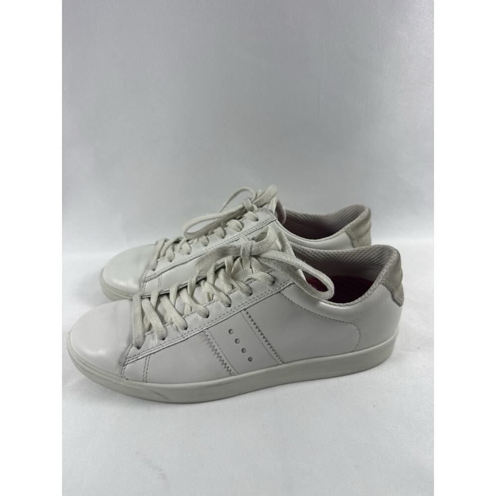 ECCO Soft White Leather Sneakers Womens US 9-9.5 EU 40 Comfort Shoes